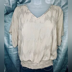 Rue 21 Champagne Rose Gold Batwing Blouse Top Shirt - Medium